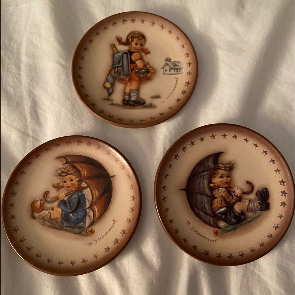 M. J. Hummel Goebel set of 3 miniature plates